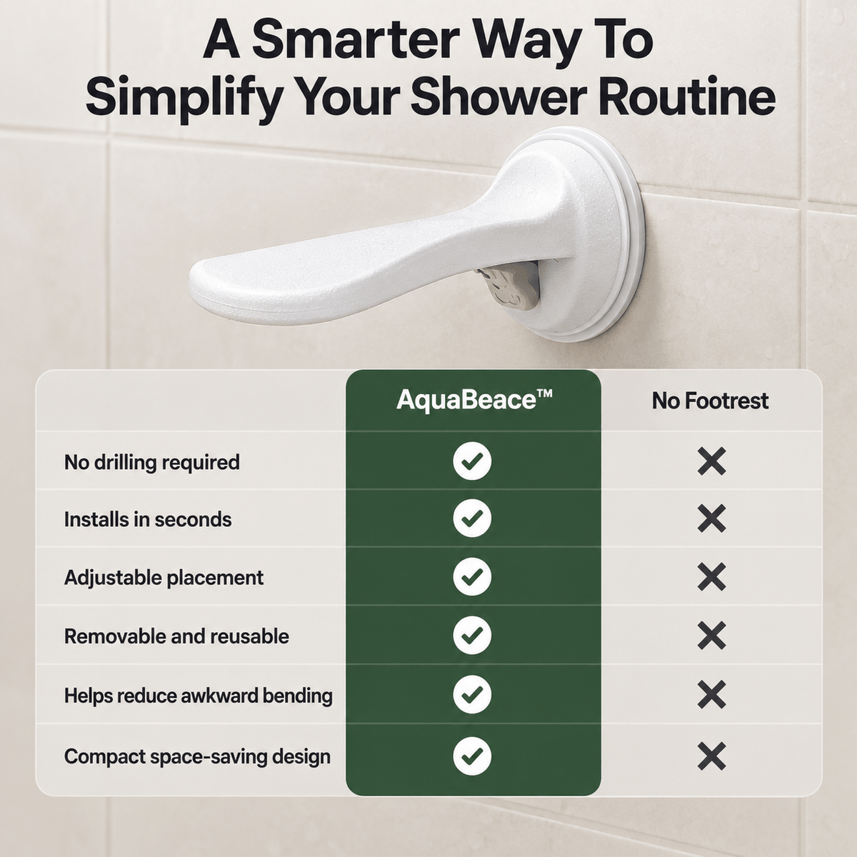 AquaBrace™ Shower Foot Rest